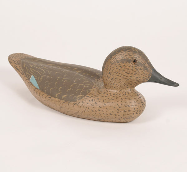 Teal duck decoy; c.1973, Portland;