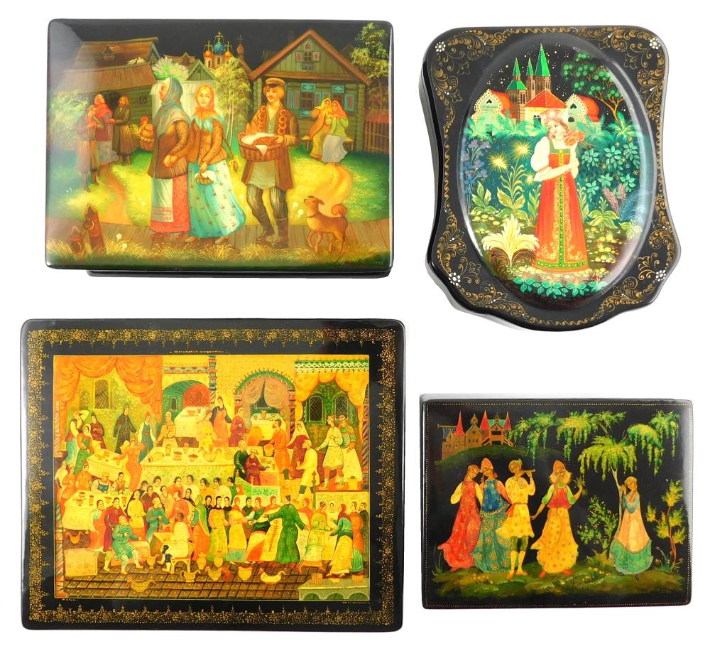 RUSSIAN HAND-PAINTED LACQUER BOXES,