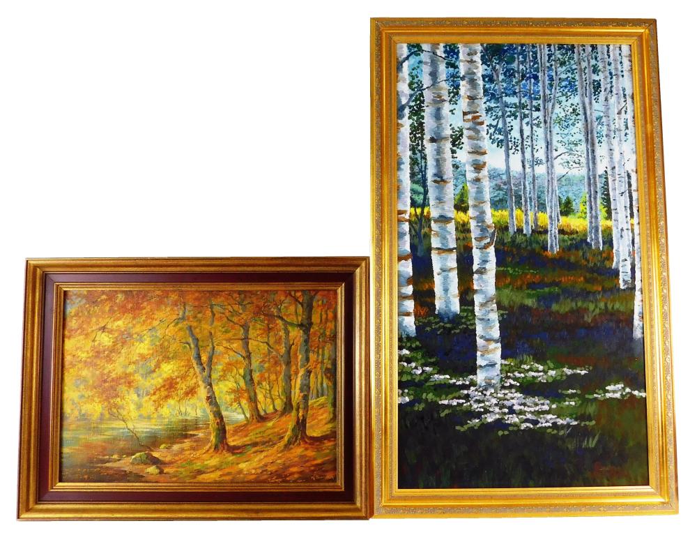 TWO 20TH C FOREST LANDSCAPE PAINTINGS  31d6c7