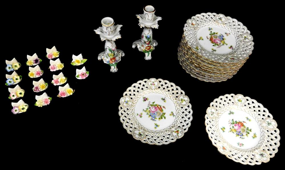 GILT AND FLORAL DECORATED PORCELAIN