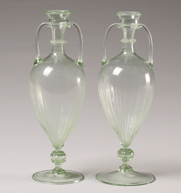 Murano Soffiati handled vases,