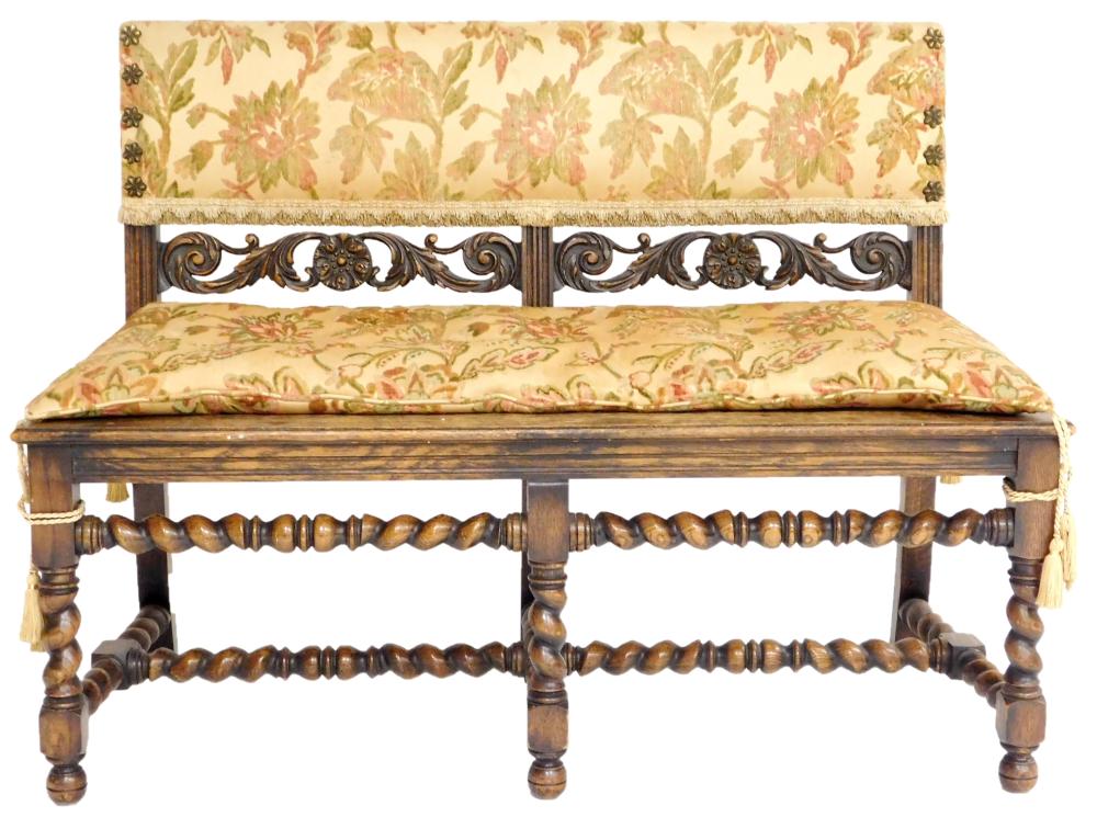 RENAISSANCE STYLE BENCH WITH UPHOLSTERED