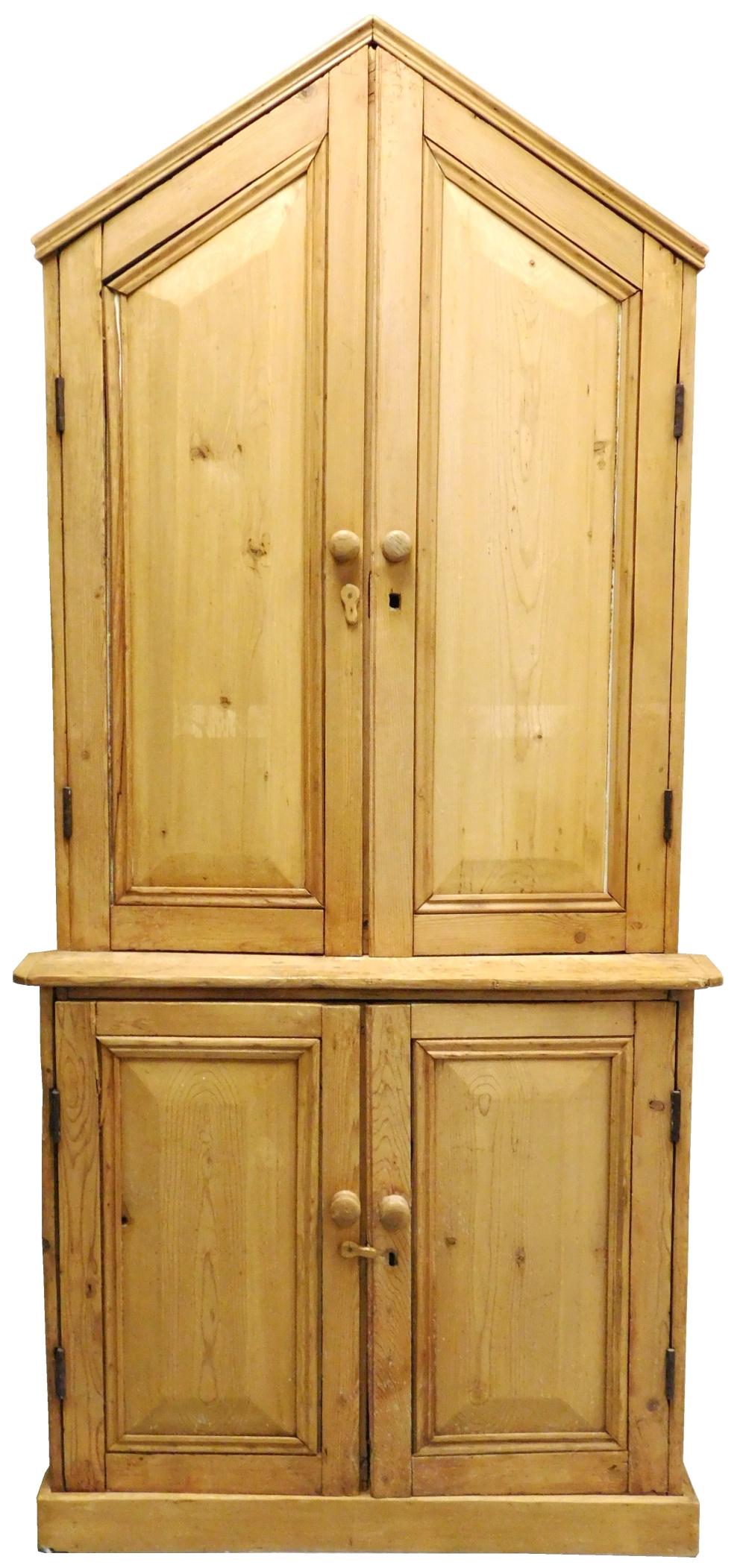 ANGLO-IRISH PINE CABINET WITH PEAKED