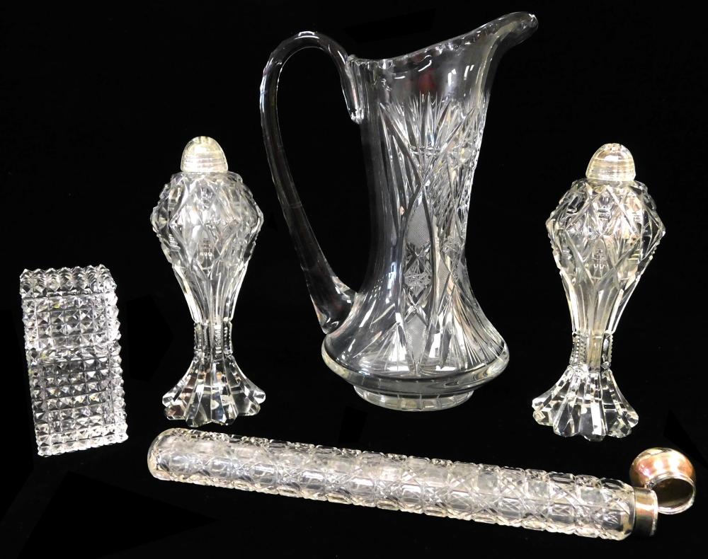 GLASS: FIVE PIECES OF CUT GLASS