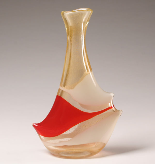 AVEM Fasce Lattimo e Rosso glass vase,