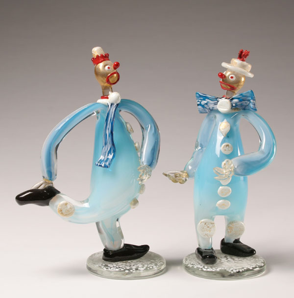 Fratelli Toso Murano art glass clowns,