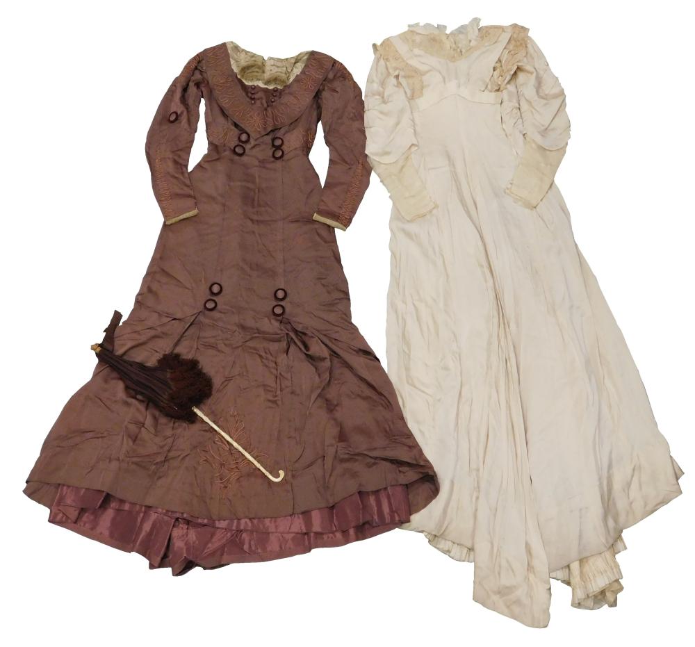 TWO VICTORIAN SILK GOWNS AND A