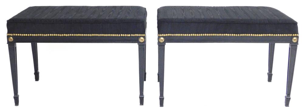 PAIR OF BENCHES WITH BLACK FAILLE