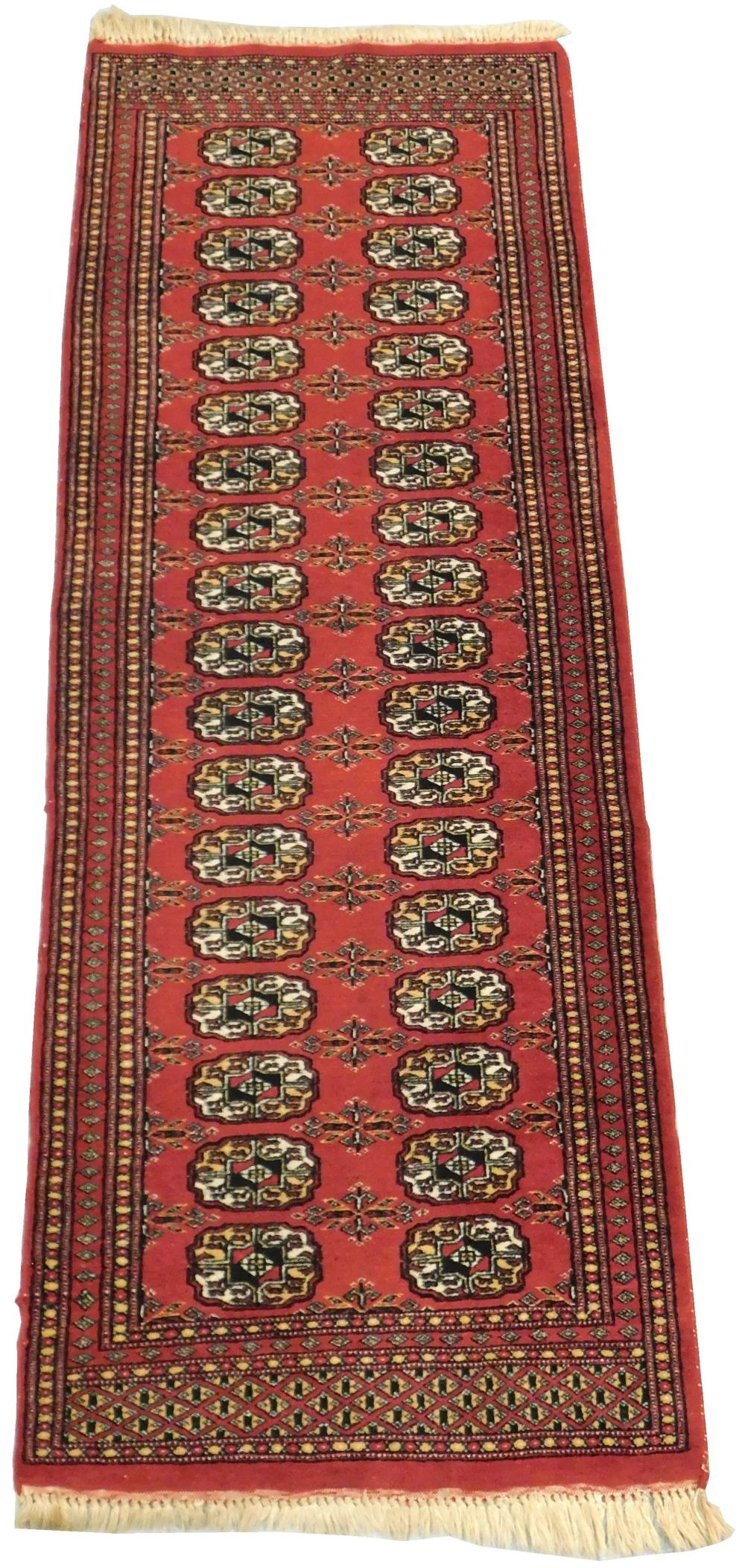 RUG: MODERN TEKKEE BOKHARA RUNNER,