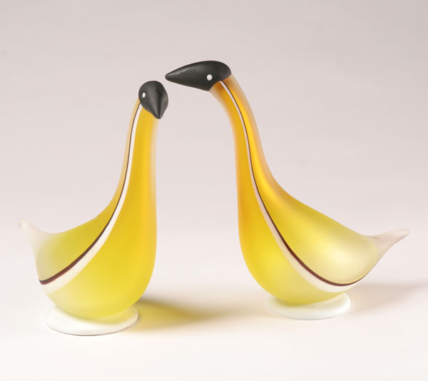 Murano Sommerso glass bird figurines.