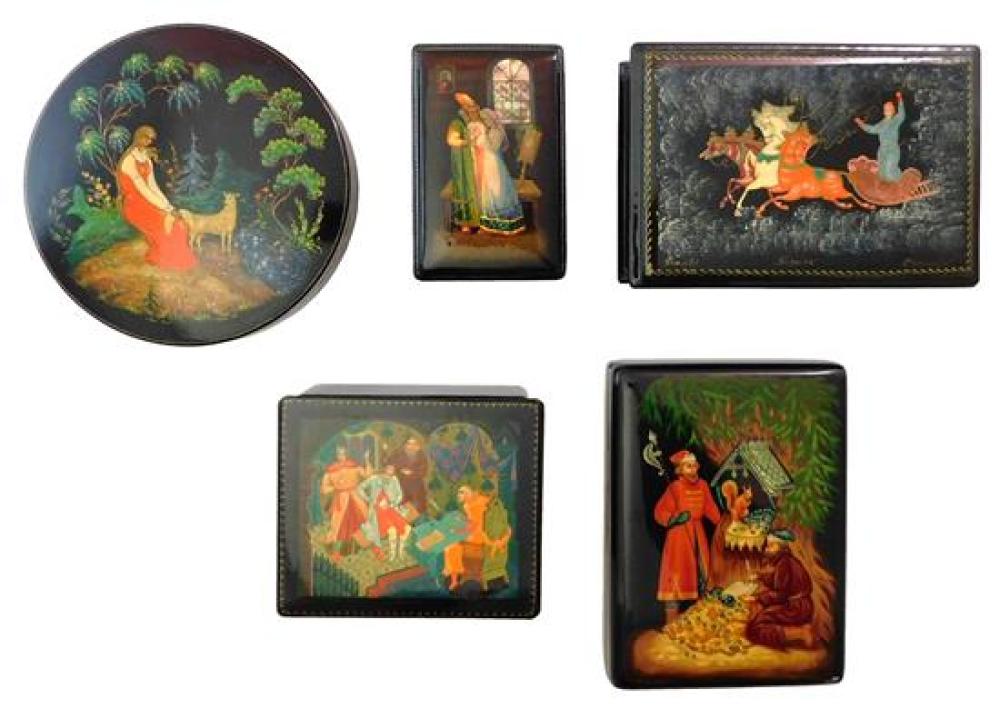 RUSSIAN HAND-PAINTED LACQUER BOXES,