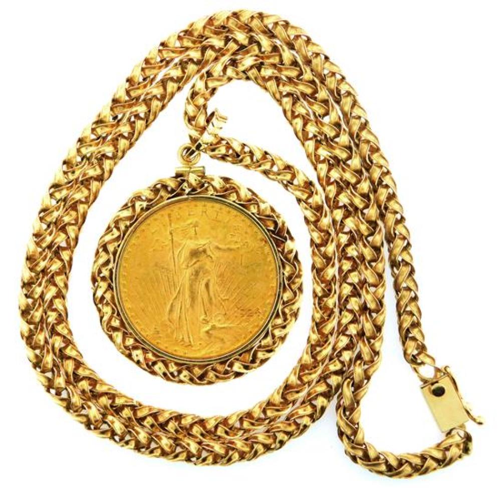 JEWELRY: 14K COIN PENDANT WITH