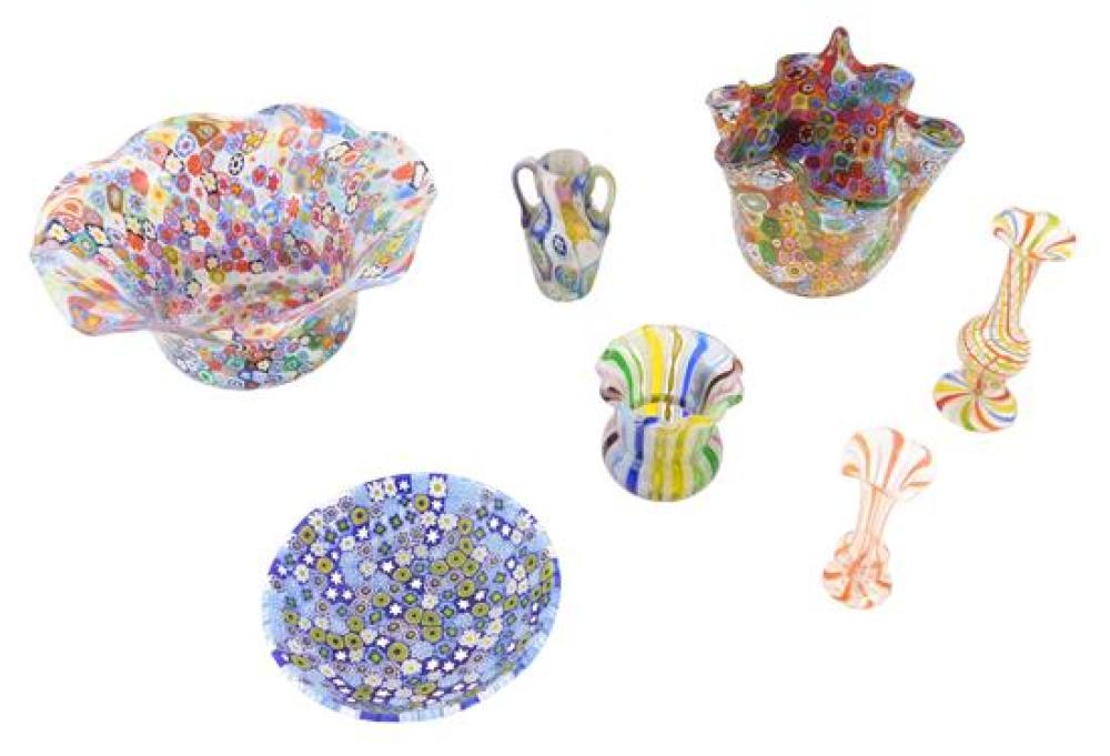 ART GLASS: SEVEN PIECES OF VENETIAN