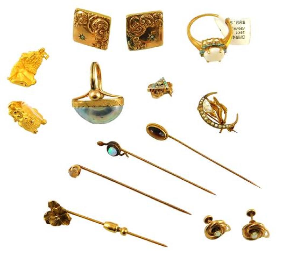 JEWELRY: TWELVE PIECES OF 24K,