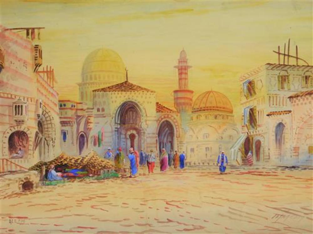 20TH C WATERCOLOR ALEPPO MIDDLE 31d886