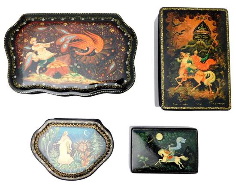 RUSSIAN HAND-PAINTED LACQUER BOXES,