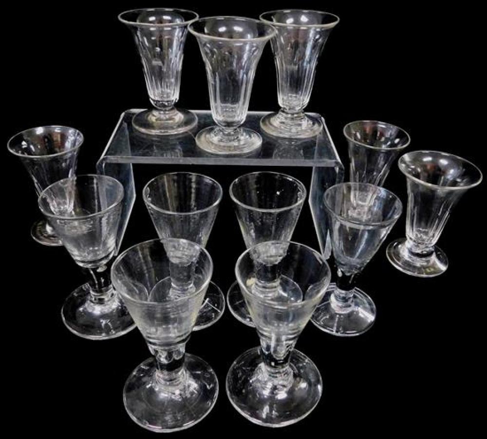 GLASS: TWELVE ASSORTED GLASSES,