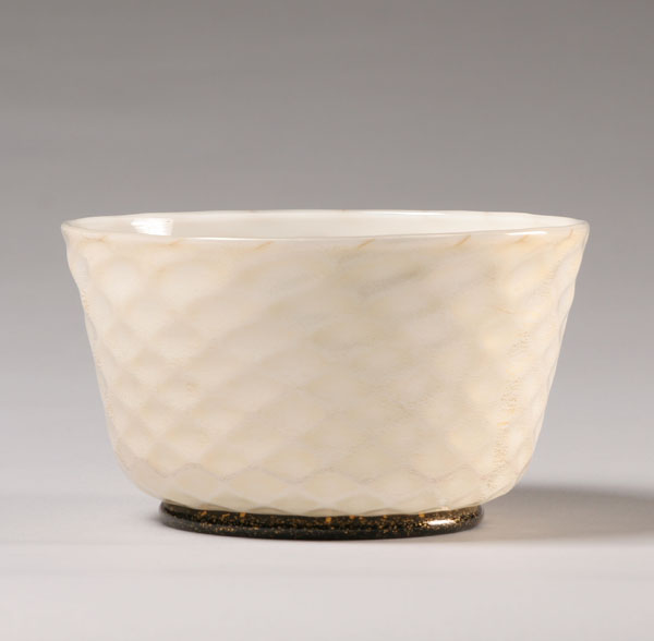 Murano Art Deco Lattimo glass bowl,