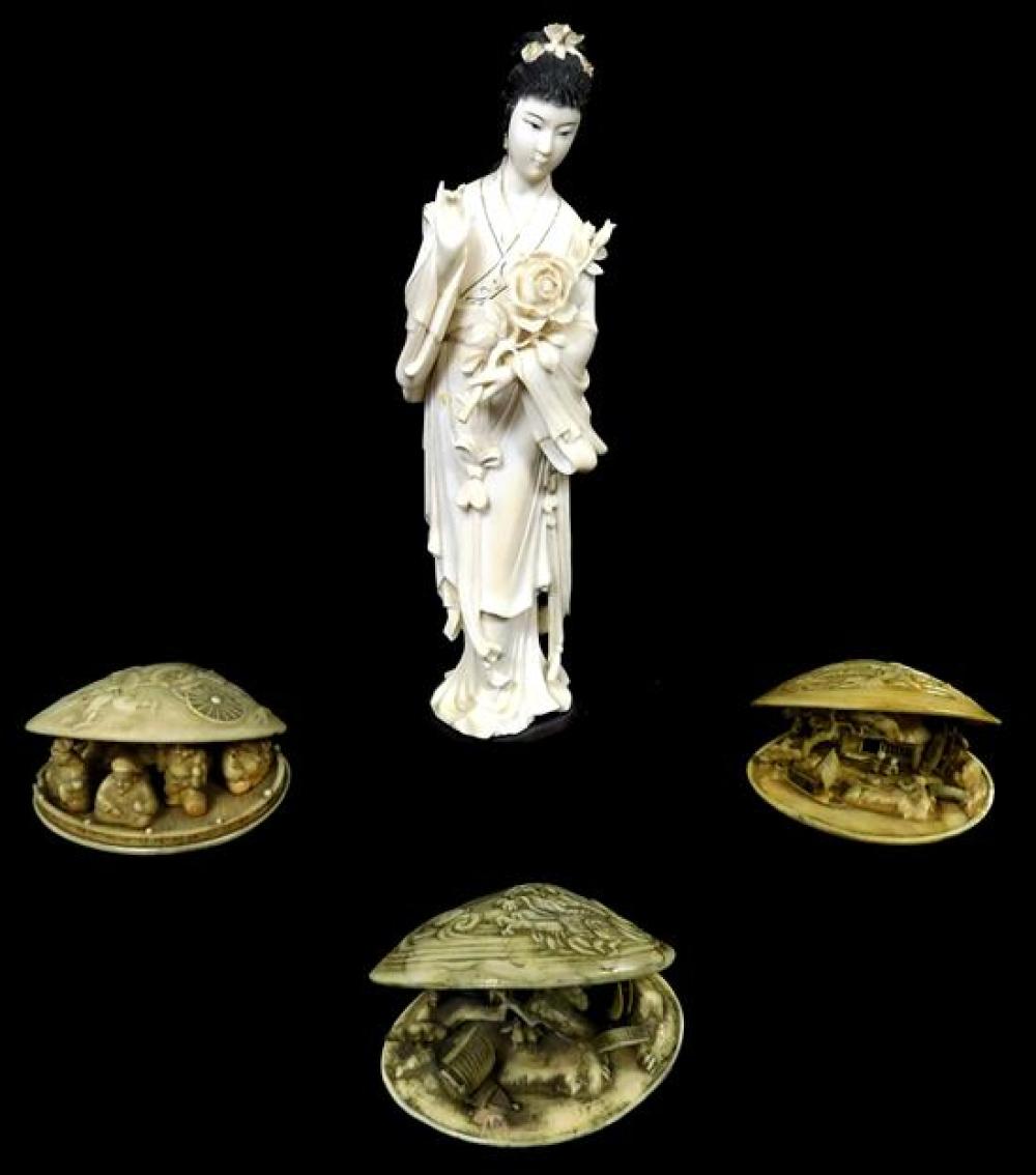 ASIAN FOUR IVORY TYPE RESIN PIECES  31d943