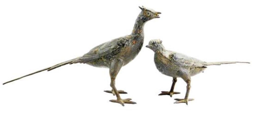 PAIR OF IRON PHEASANTS 20TH C  31d957