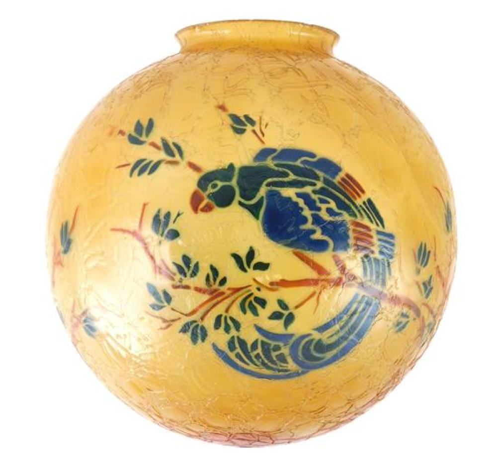 LAMP GLOBE WITH PARROT, POSSIBLY
