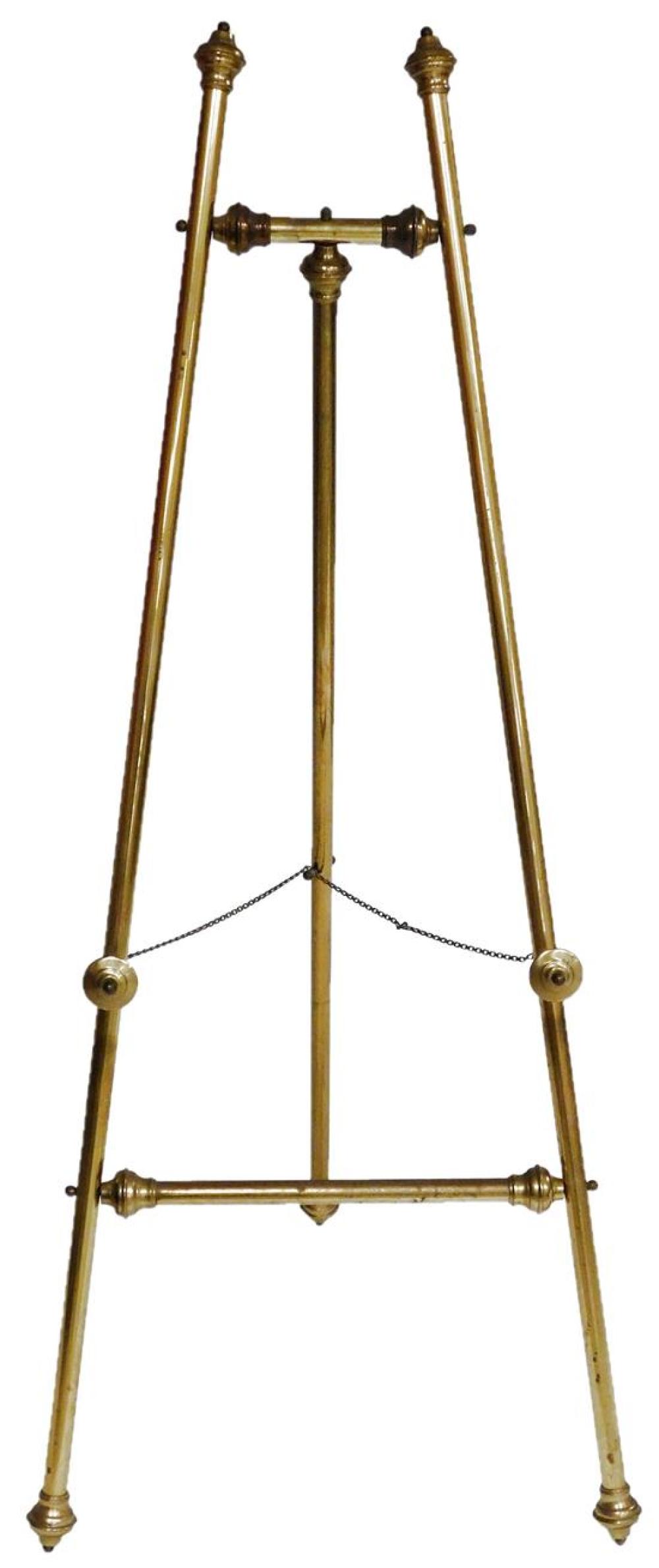 BRASS FLOOR EASEL, LATE 19TH C./MID