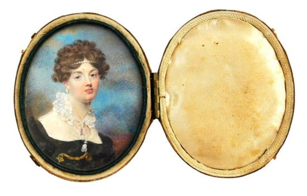 MINIATURE: WOMAN, OVAL SUPPORT,