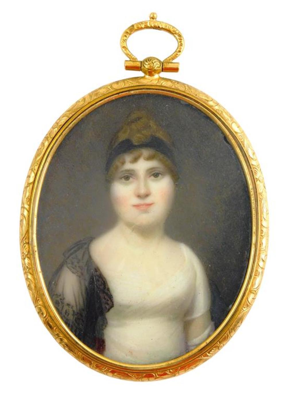 MINIATURE: WOMAN, OVAL SUPPORT,