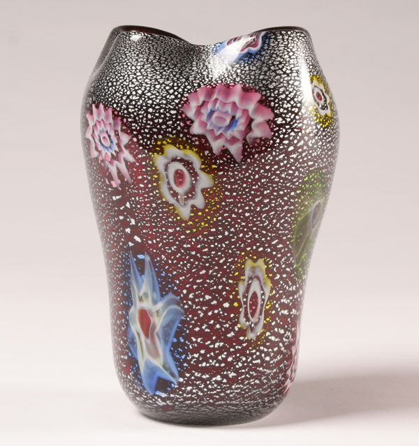 AVEM Murrine glass vase. Deep amethyst