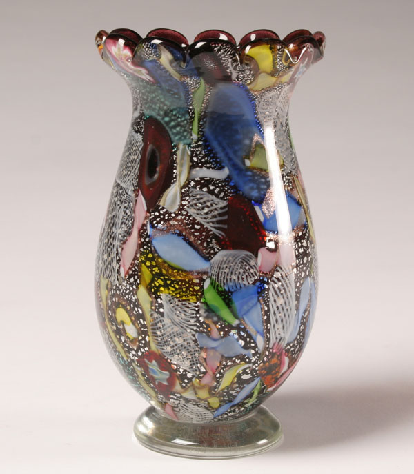 AVEM Murrine glass vase. Deep amethyst