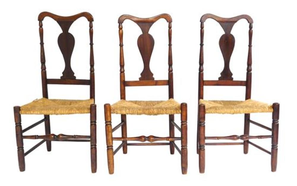 THREE QUEEN ANNE FIDDLEBACK CHAIRS