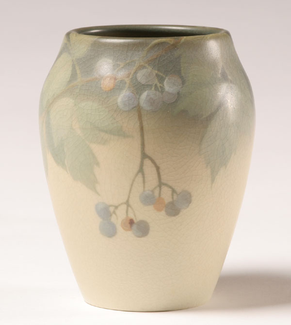Rookwood vellum glaze vase decorated