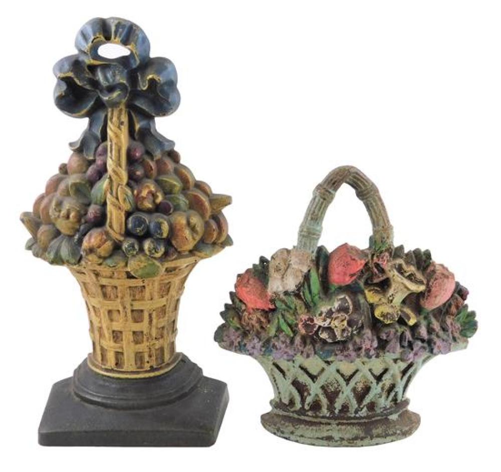 HUBLEY, ETC., TWO LARGE CAST IRON FLORAL