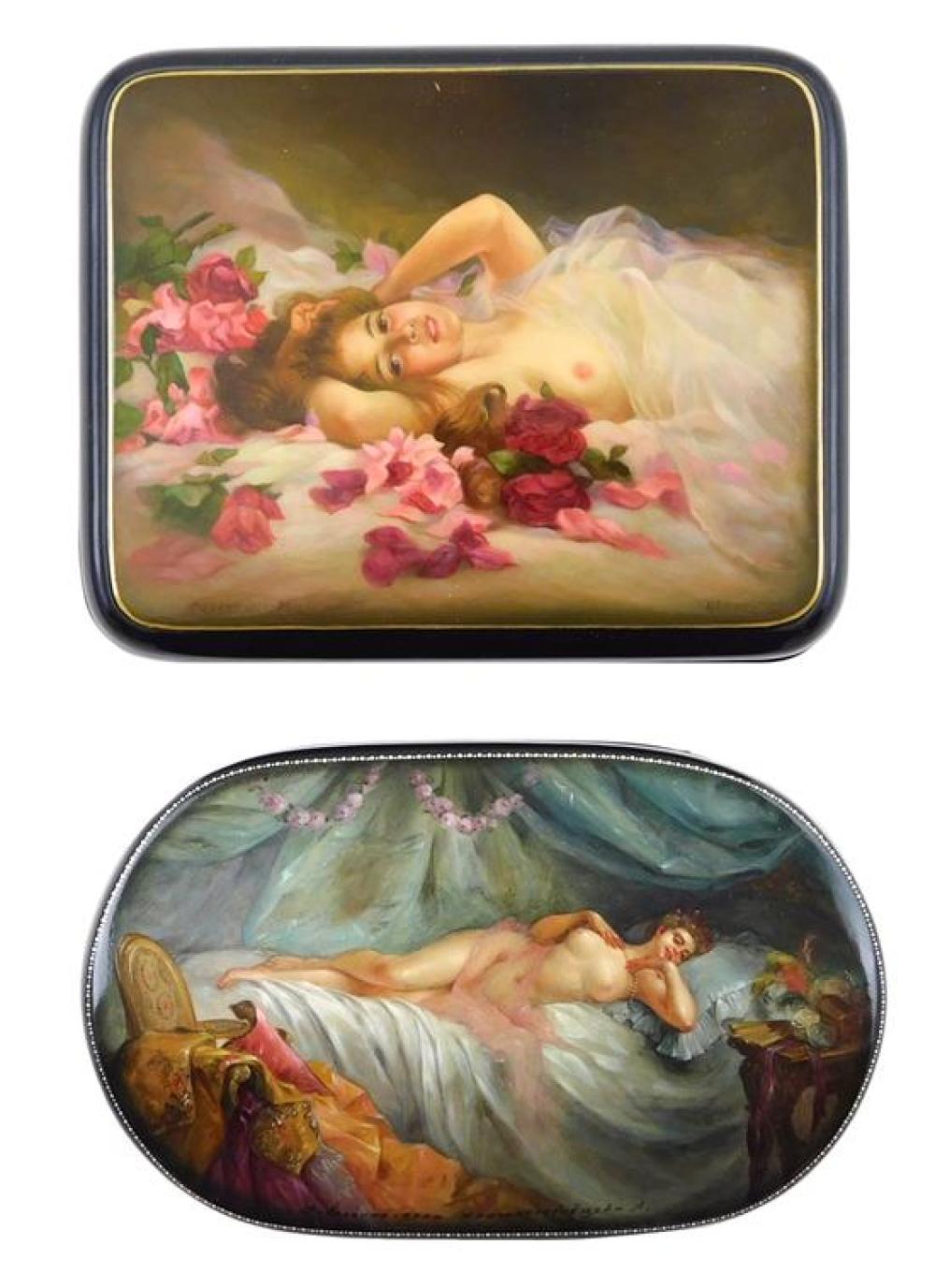 RUSSIAN HAND-PAINTED LACQUER BOXES,