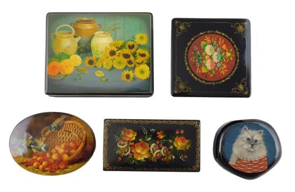 RUSSIAN HAND-PAINTED LACQUER BOXES,