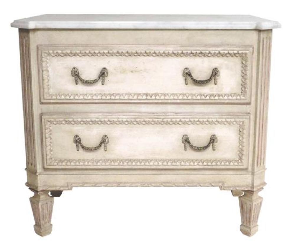 FRENCH STYLE SMALL MARBLE TOP TWO DRAWER 31dbd3
