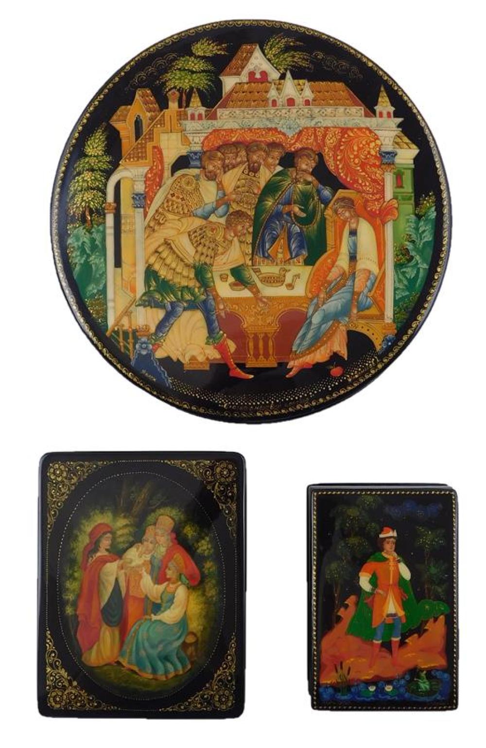 RUSSIAN HAND-PAINTED LACQUER BOXES,