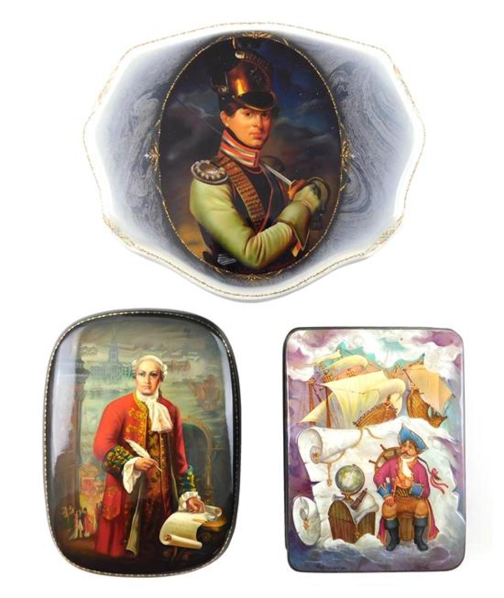 RUSSIAN HAND-PAINTED LACQUER BOXES,