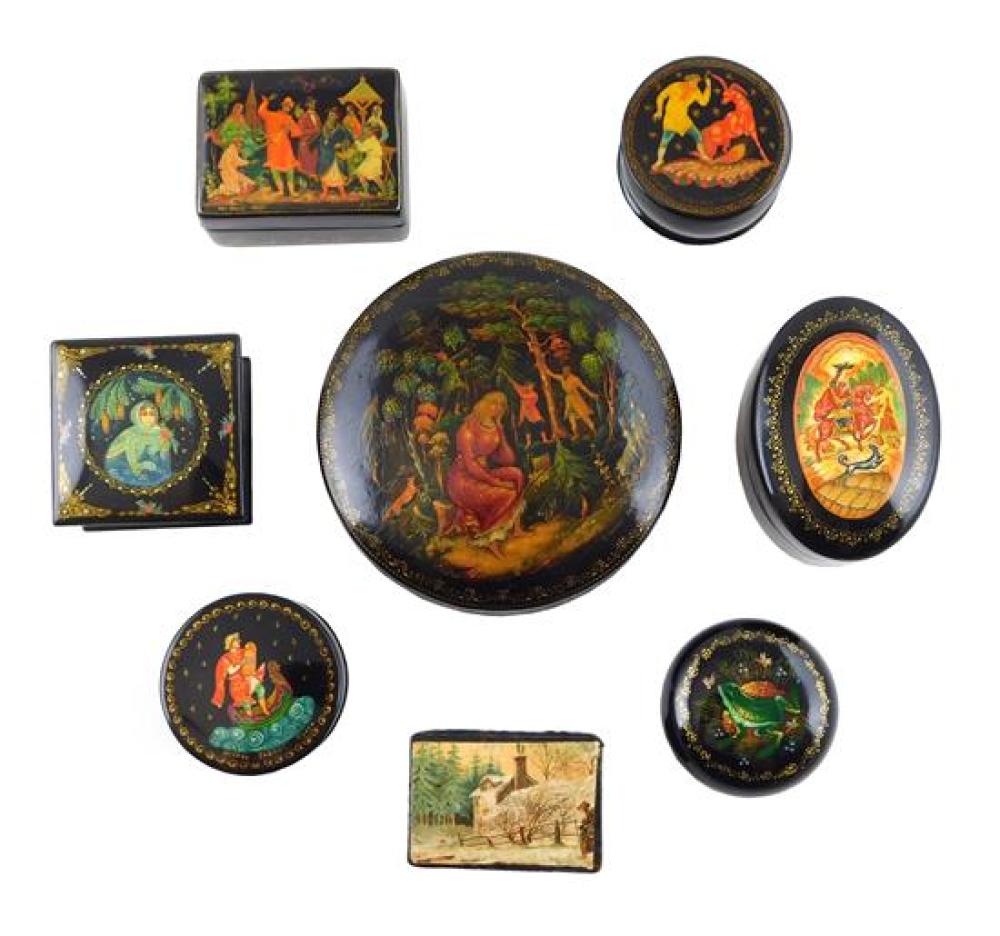 RUSSIAN HAND-PAINTED LACQUER BOXES,