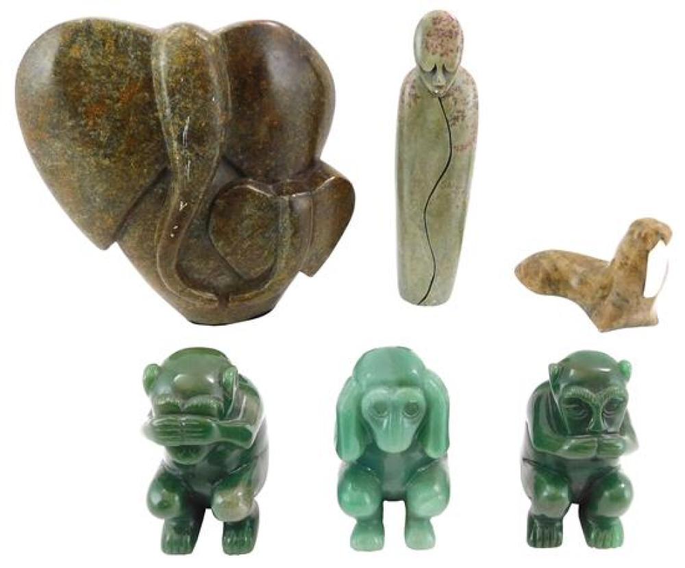 CARVED HARDSTONE ANIMALS AND FIGURE  31dc20