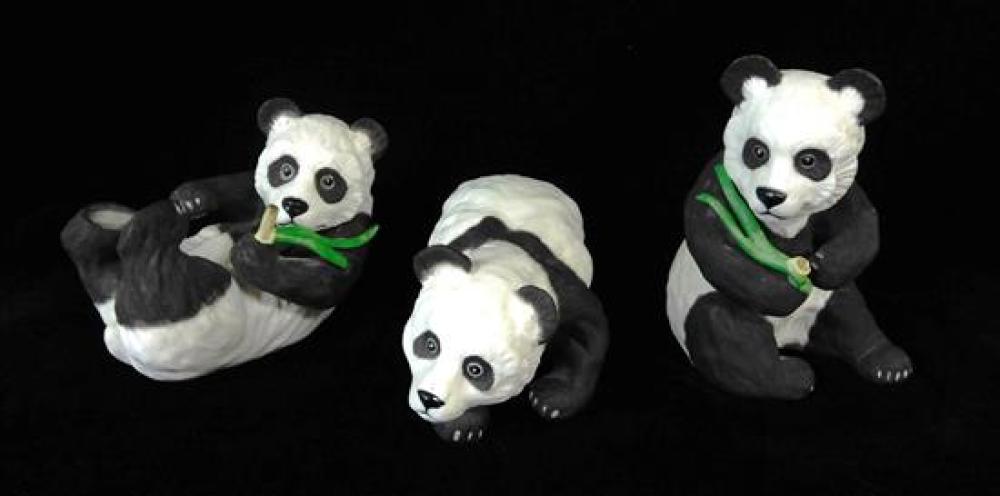 THREE BOEHM PORCELAIN PANDA BEARS,