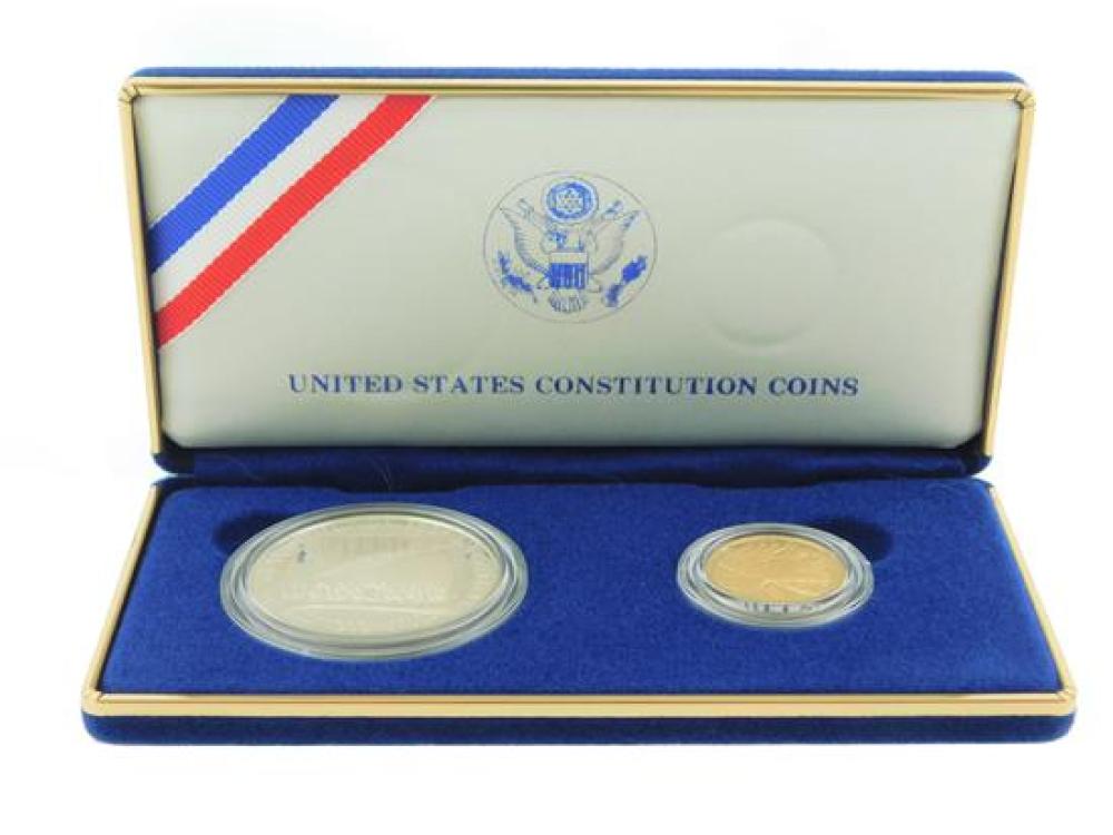 COINS 1987 CONSTITUTION TWO COIN 31dc36