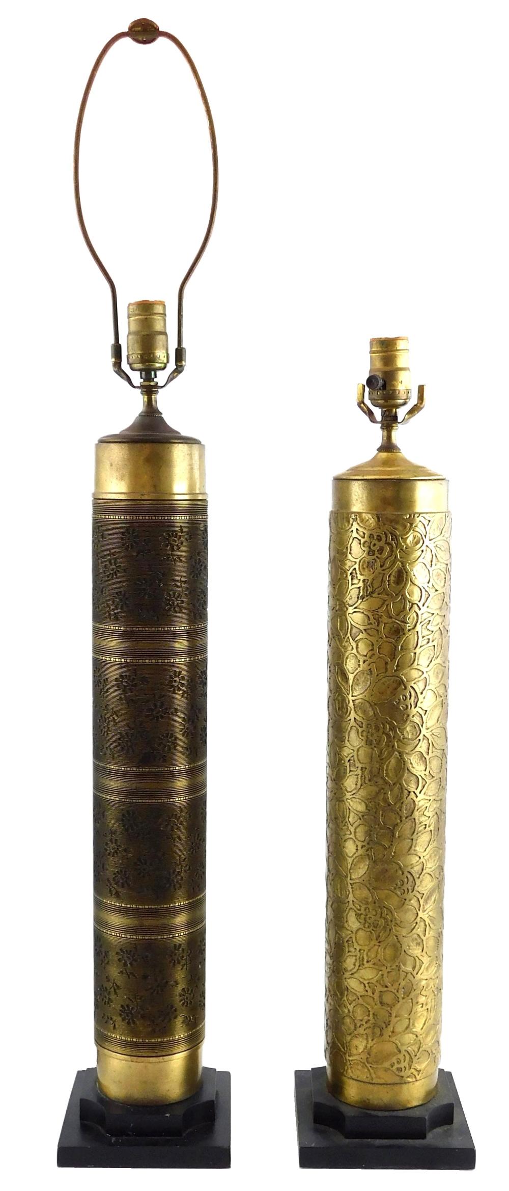TWO BRASS CYLINDER WALLPAPER ROLLERS