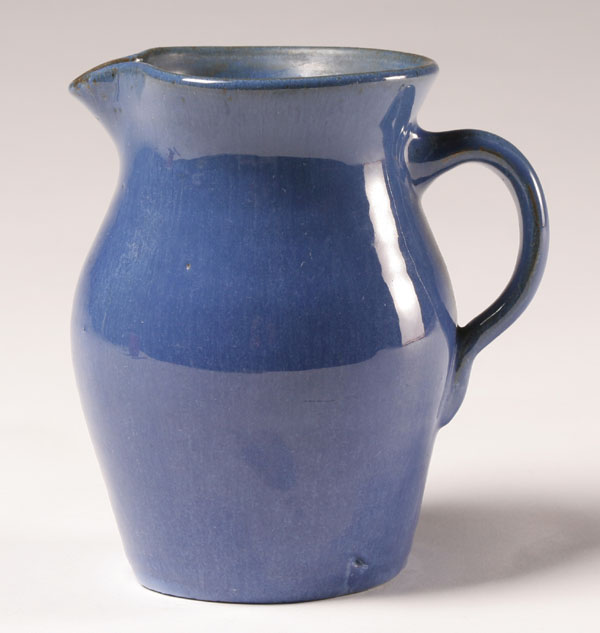 Waco/Bybee blue art pottery pitcher.