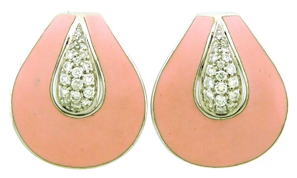 JEWELRY: 18K PINK ENAMEL AND DIAMOND