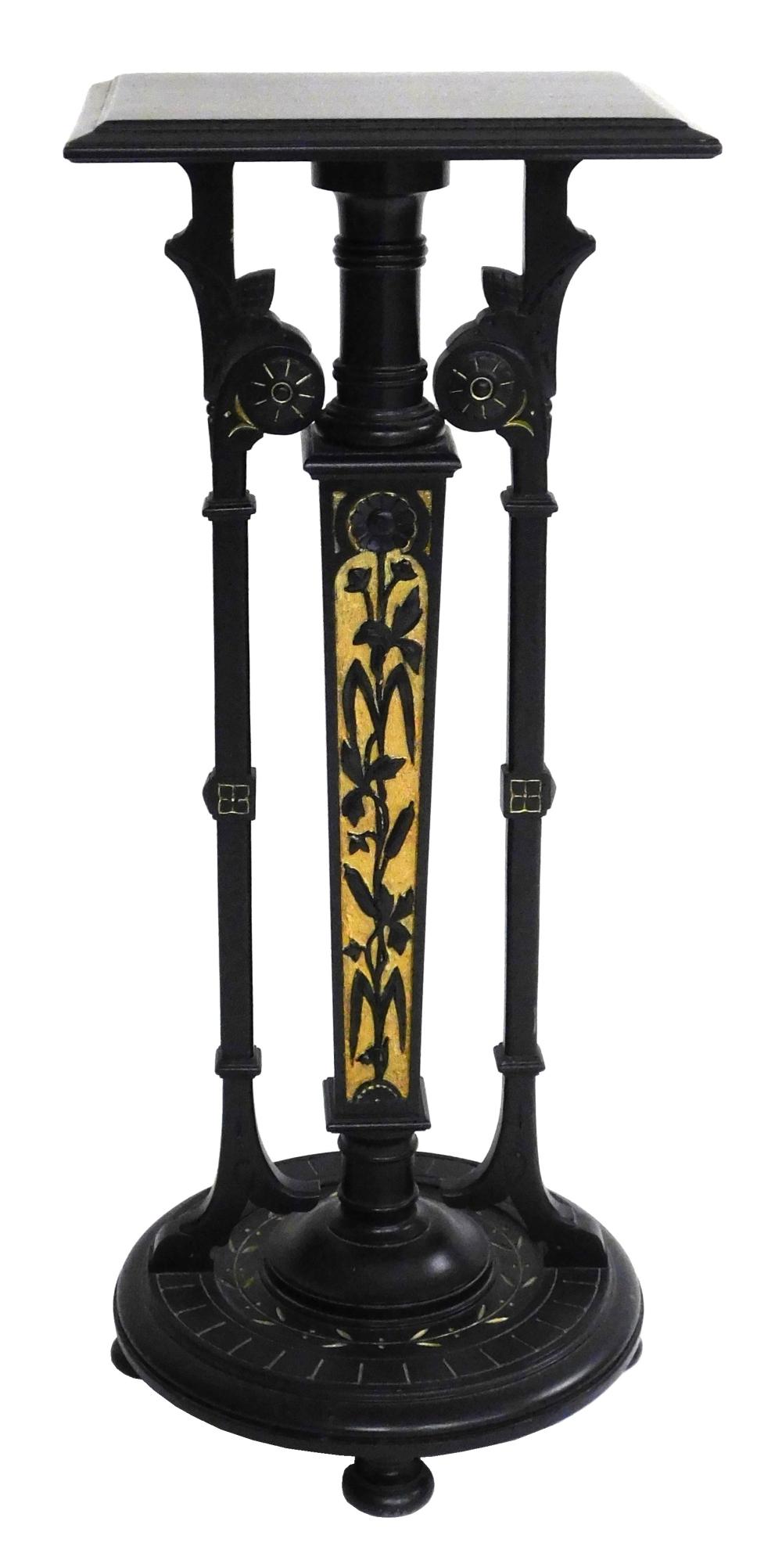 AESTHETIC PEDESTAL, LATE 19TH C., EBONIZED