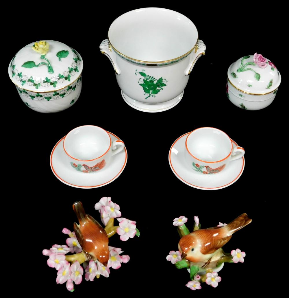 HEREND PORCELAIN, NINE PIECES, INCLUDING: