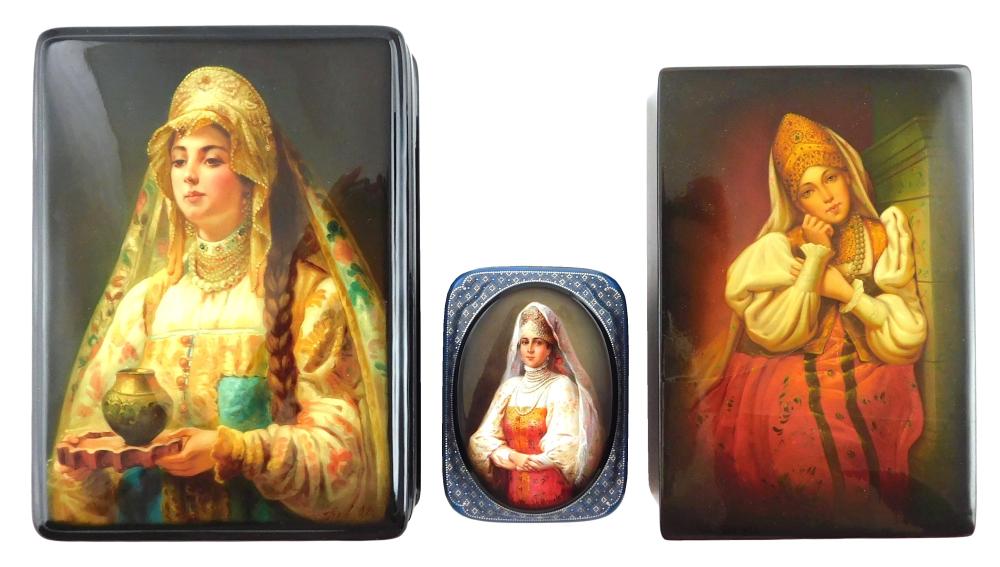 RUSSIAN HAND-PAINTED LACQUER BOXES,