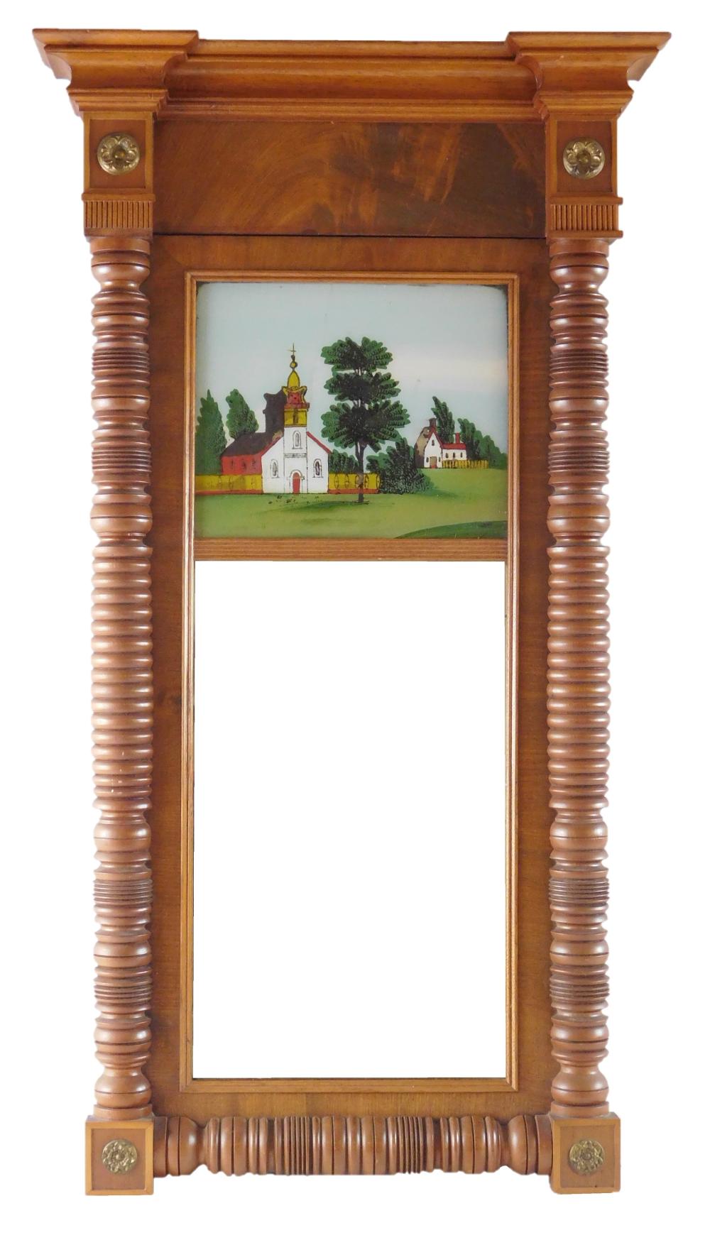 SHERATON EGLOMISE WALL MIRROR,