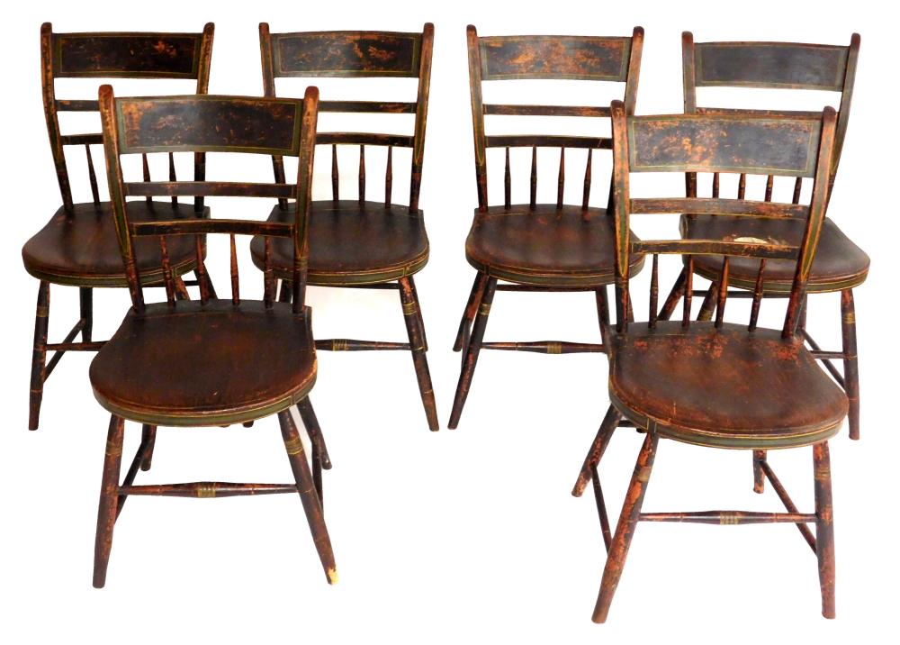 SIX THUMB-BACK WINDSOR SIDE CHAIRS